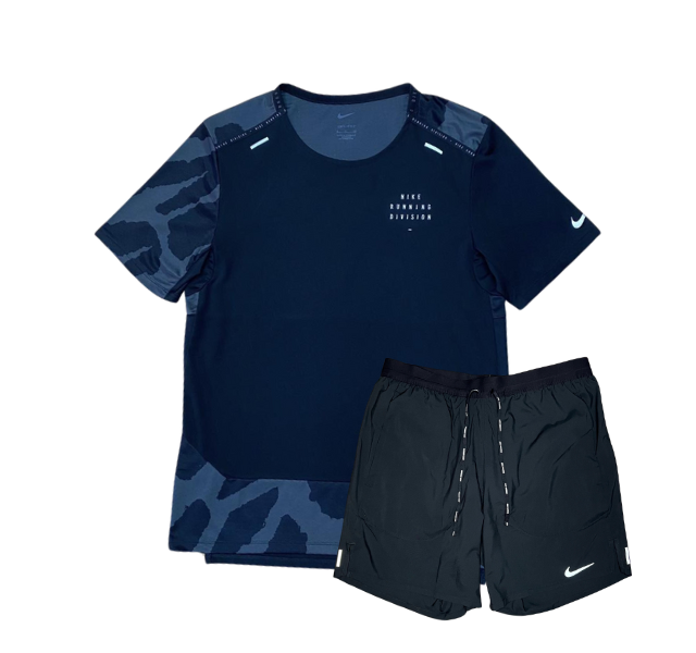 Nike Dri-FIT Run Division Rise 365 T-Shirt and Flex Stride Shorts Set - Black Camo/Black