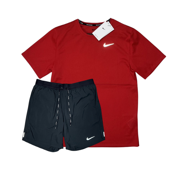 Nike Breathe T-Shirt and Flex Stride Shorts Set - Red/Black - Active Vault