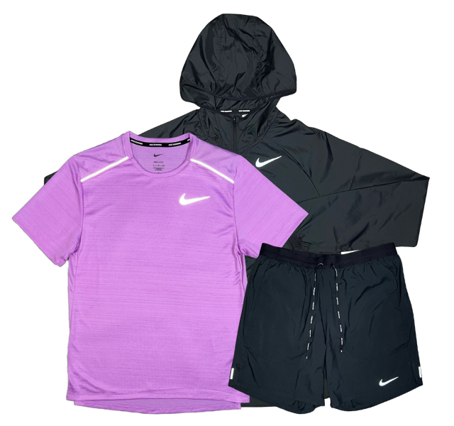 Nike Miler T-Shirt - Windrunner - Flex Stride Shorts Outfit - Candy Pink/Black - Active Vault