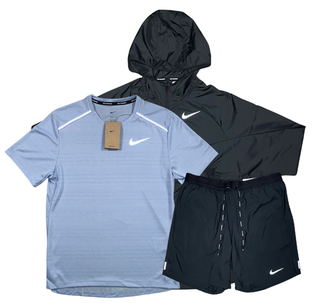 Nike Miler T-Shirt - Windrunner - Flex Stride Shorts Outfit - Cobalt Blue/Black