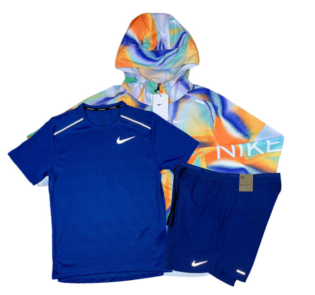 Nike Miler T-Shirt - Windrunner - Flex Stride Shorts Outfit - Royal Blue/Metallic Rainbow/Royal Blue - Active Vault