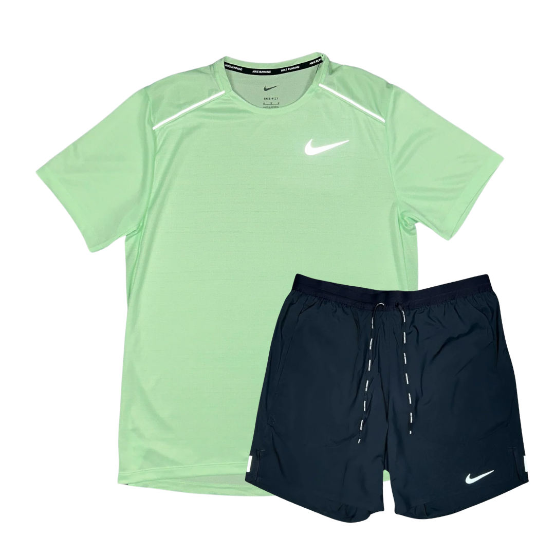 Nike 1.0 Miler and Flex Stride Shorts Set - Vapour Green/Black