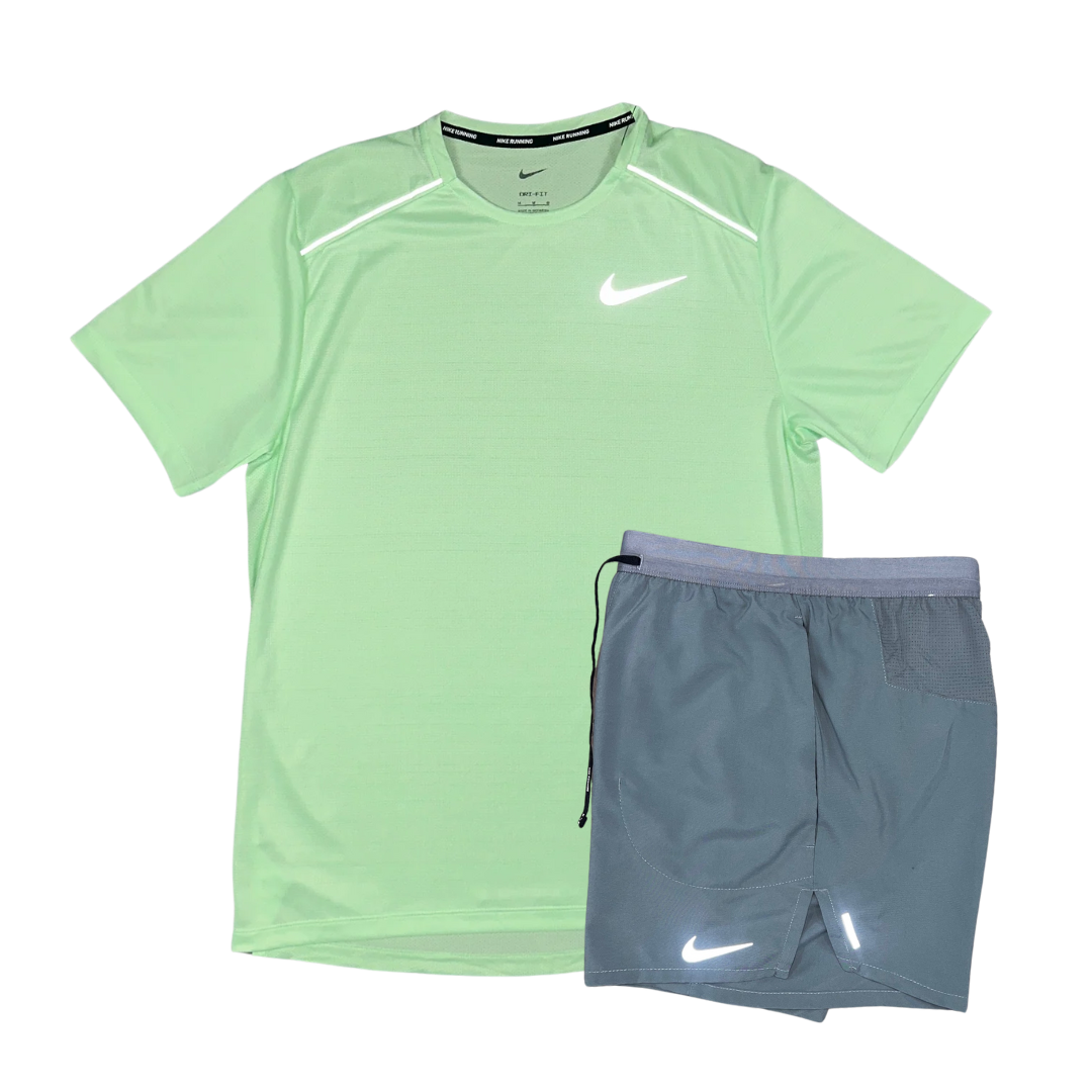 Nike 1.0 Miler and Flex Stride Shorts Set - Vapour Green/Grey