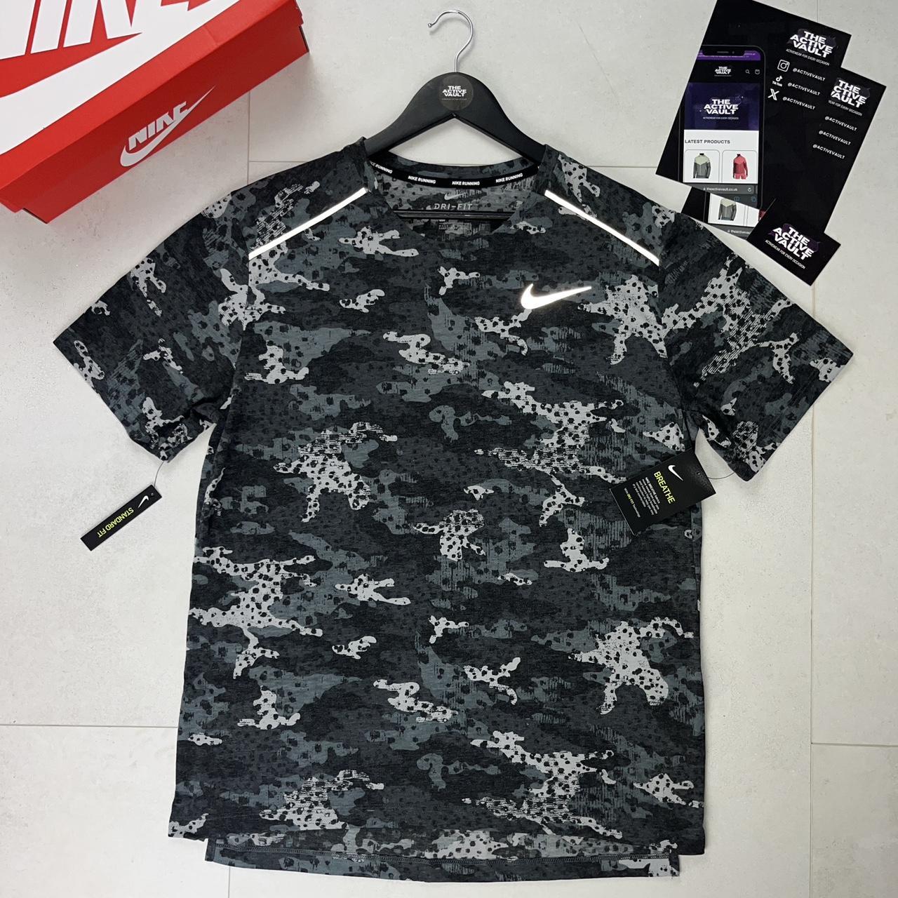 Nike Breathe Rise 365 Miler T-Shirt - Black/Grey Camo