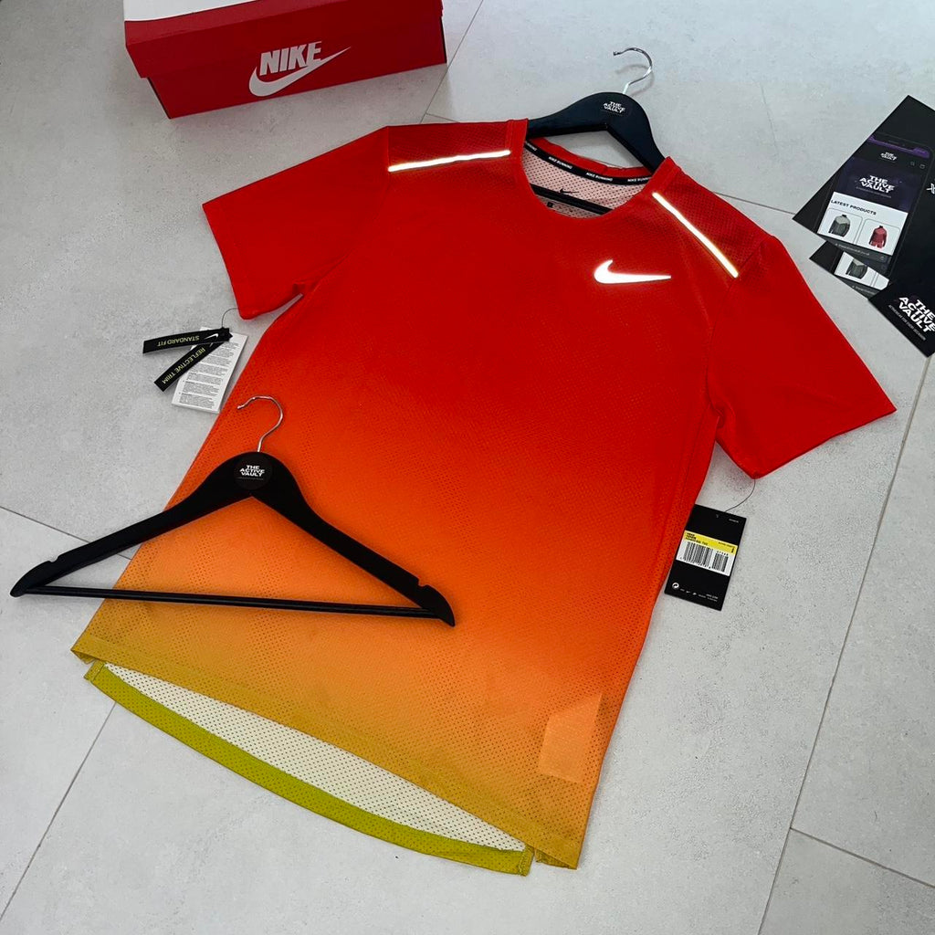 Nike DRY Miler 1.0 T-Shirt - Gradient Red/Yellow - Active Vault