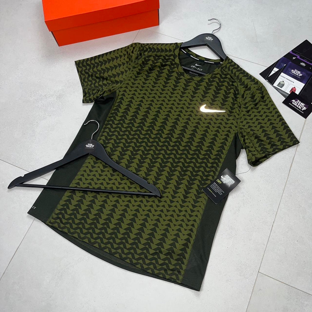 Nike Dri Fit High Noon Miler T-Shirt - Khaki (Old Season) - Active Vault