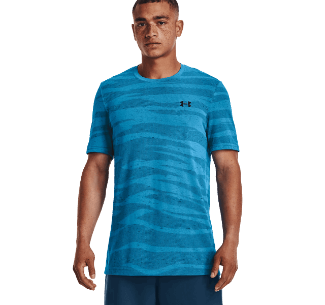 Under Armour Seamless Wave T-Shirt - Windrunner - Speedpocket Shorts Outfit - Blue