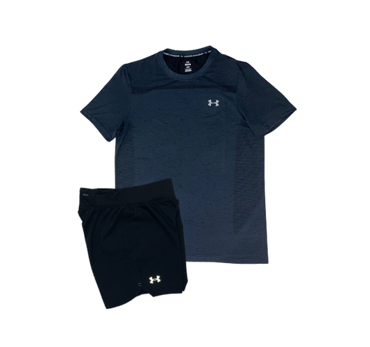 Under Armour Seamless T-Shirt and Speedpocket 7 Inch Shorts - Black - Active Vault