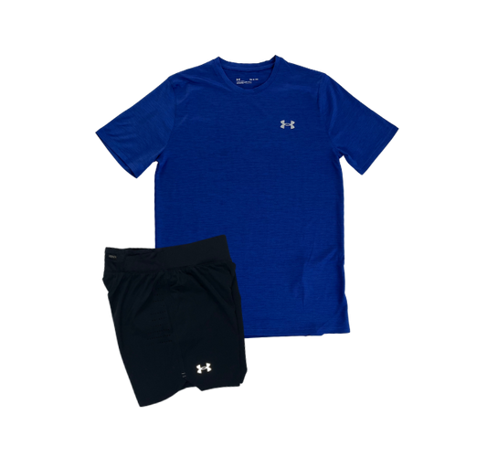 Under Armour Training Vent T-Shirt and Speedpocket 7 Inch Shorts Set - Blue/Black - Active Vault