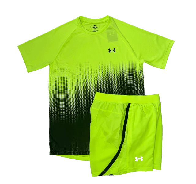 Under Armour Tech Fade T-Shirt and Launch Short Set - Lime Surge/Black - Active Vault