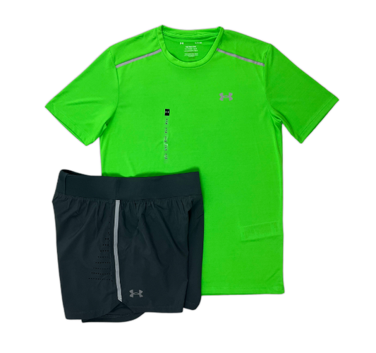 Under Armour Tech T-Shirt and Speedpocket Shorts Set - Green/Grey - Active Vault