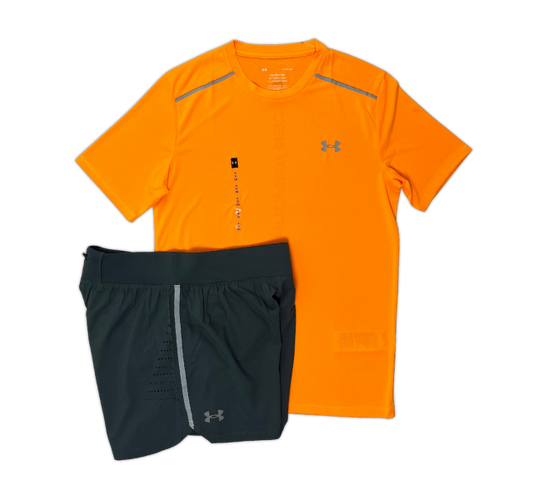 Under Armour Tech T-Shirt and Speedpocket Shorts Set - Orange/Grey - Active Vault