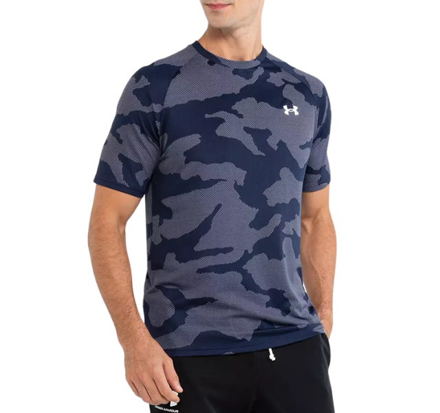 Under Armour Tech Velocity Jacquard Camo T-Shirt and Speedpocket 7 Inch Shorts Set - Navy/Black - Active Vault