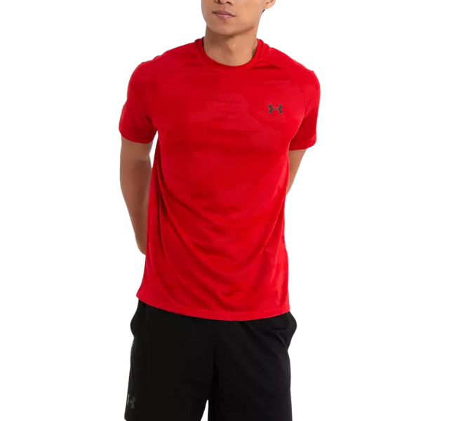 Under Armour Tech Velocity Jacquard Camo T-Shirt and Speedpocket 7 Inch Shorts Set - Red/Black - Active Vault