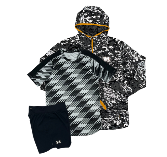 Under Armour Challenger T-Shirt - Windbreaker - Speedpocket Shorts Outfit - Black/Grey - Active Vault