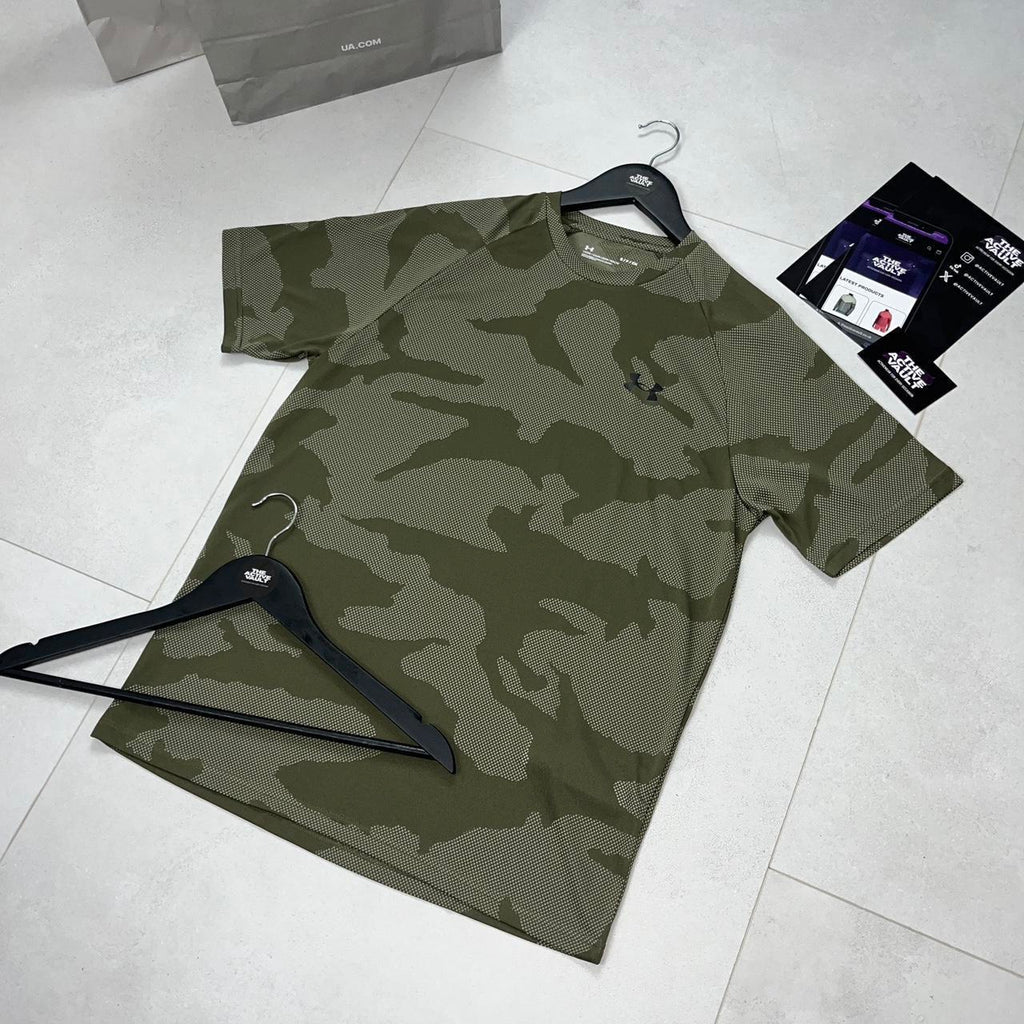 Under Armour Tech Velocity Jacquard Camo T-Shirt - Marine Green - Active Vault