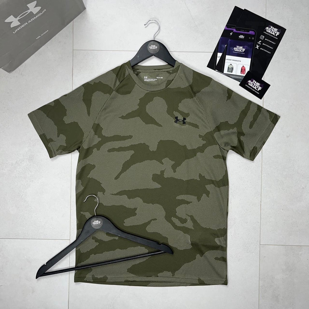 Under Armour Tech Velocity Jacquard Camo T-Shirt - Marine Green - Active Vault