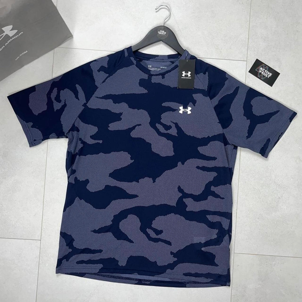 Under Armour Tech Velocity Jacquard Camo T-Shirt - Midnight Navy - Active Vault