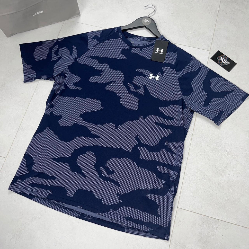 Under Armour Tech Velocity Jacquard Camo T-Shirt - Midnight Navy - Active Vault