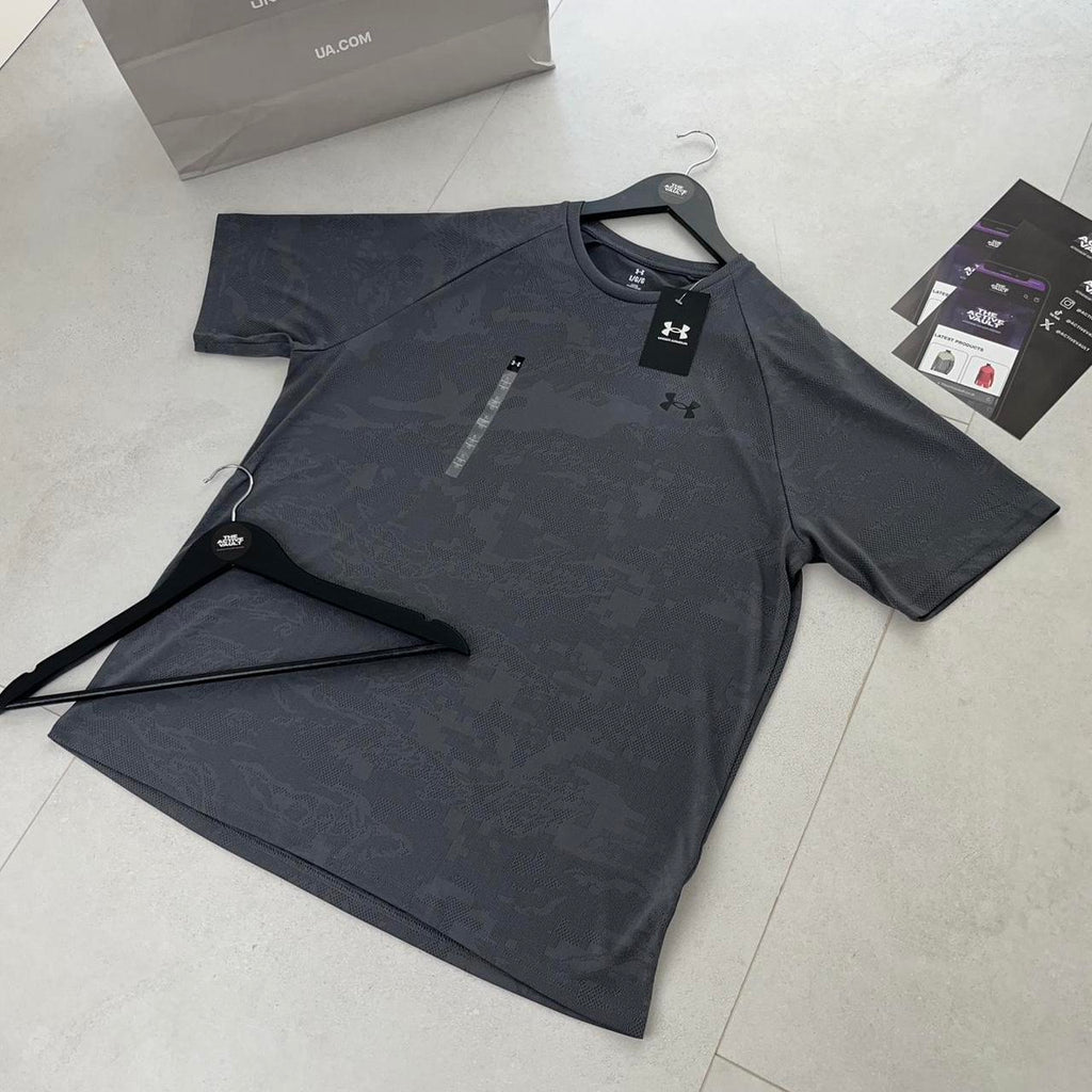 Under Armour Velocity Jacquard Camo T-Shirt - Castlerock Grey