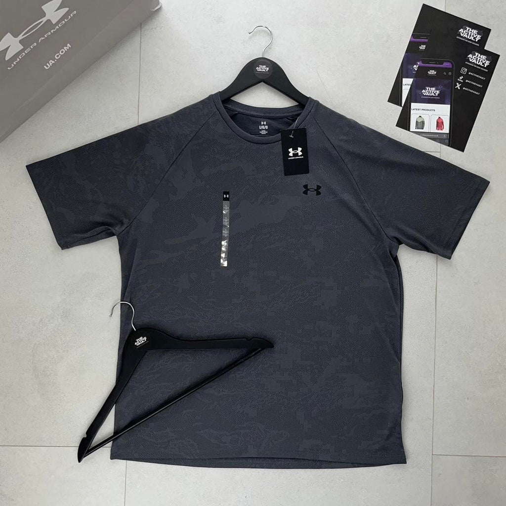 Under Armour Velocity Jacquard Camo T-Shirt - Castlerock Grey