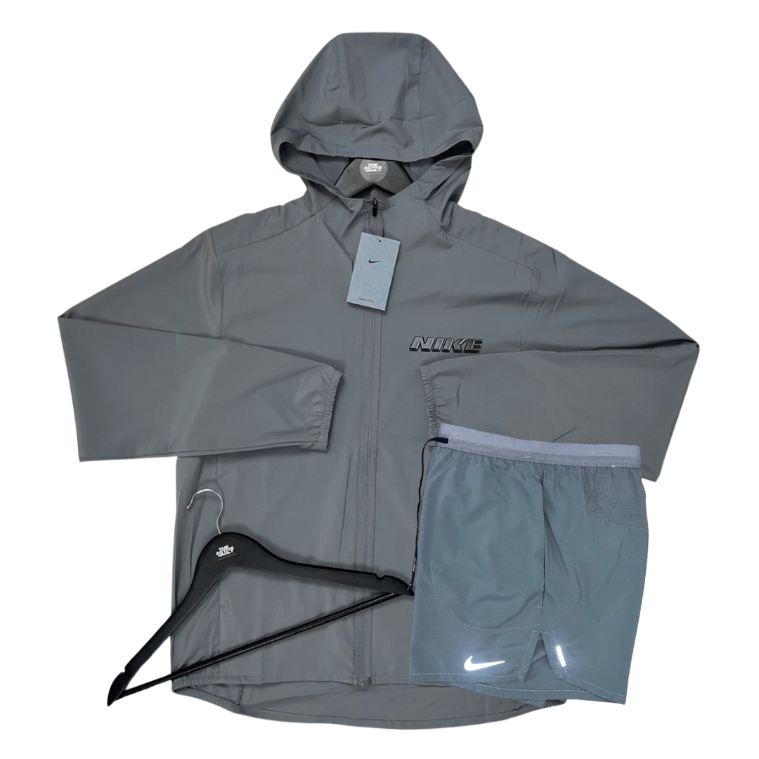 Nike Windrunner Jacket and Flex Stride Shorts Set - Smoke Grey