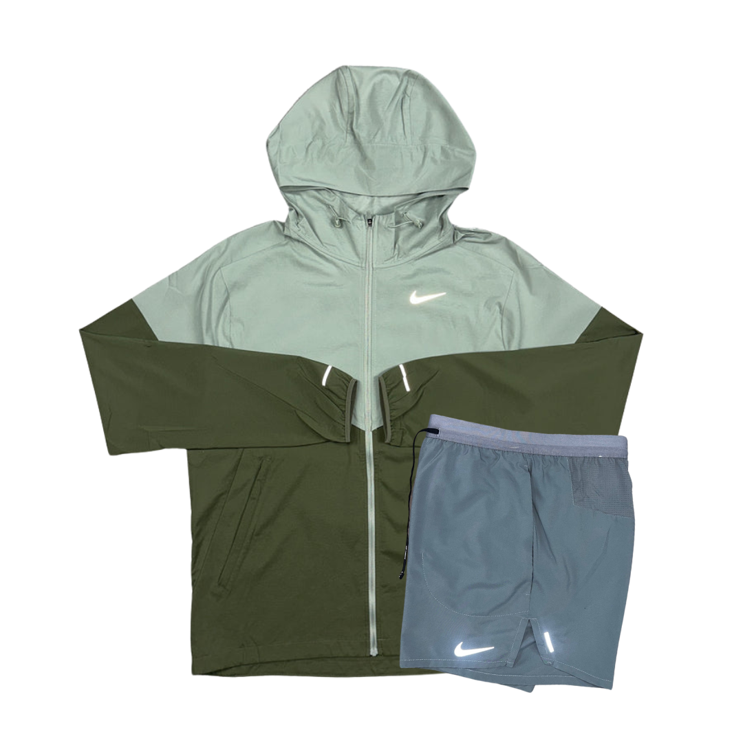 Nike Windrunner Jacket and Flex Stride Shorts Set - Horizon Green/Smoke Grey