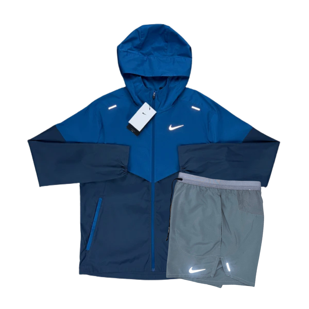 Nike Windrunner Jacket and Flex Stride Shorts Set - Court Blue/Smoke Grey