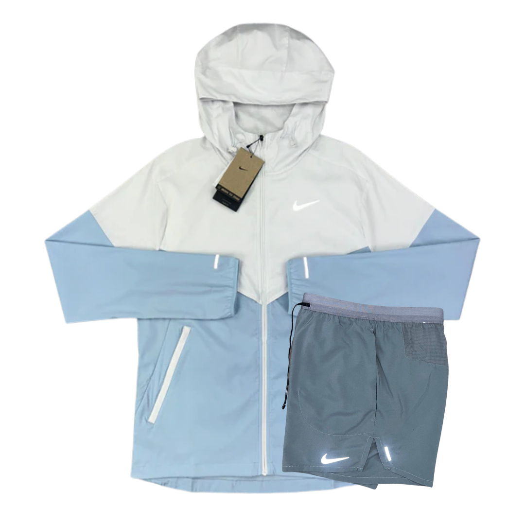 Nike Windrunner Jacket and Flex Stride Shorts Set - Light Armoury Blue/Smoke Grey