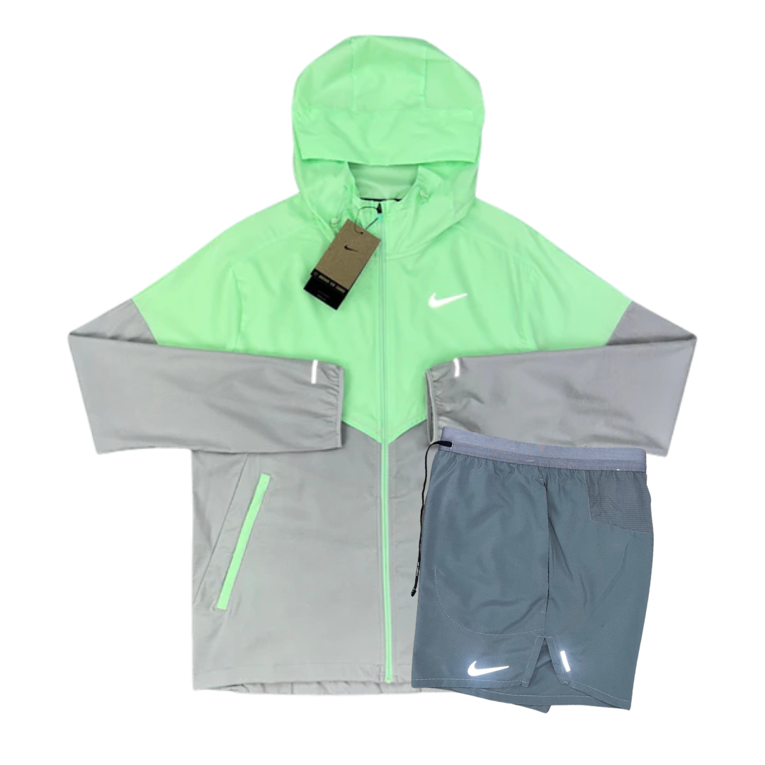 Nike Windrunner Jacket and Flex Stride Shorts Set - Vapour Green/Smoke Grey