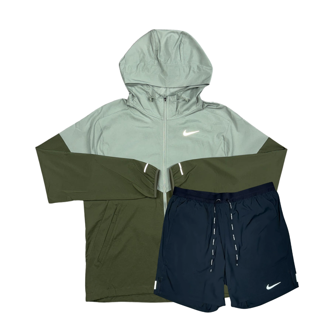 Nike Windrunner Jacket and Flex Stride Shorts Set - Jade Horizon Green/Black