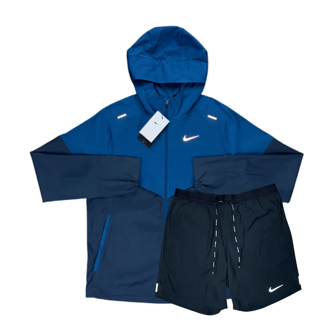 Nike Windrunner Jacket and Flex Stride Shorts Set - Court Blue/Black