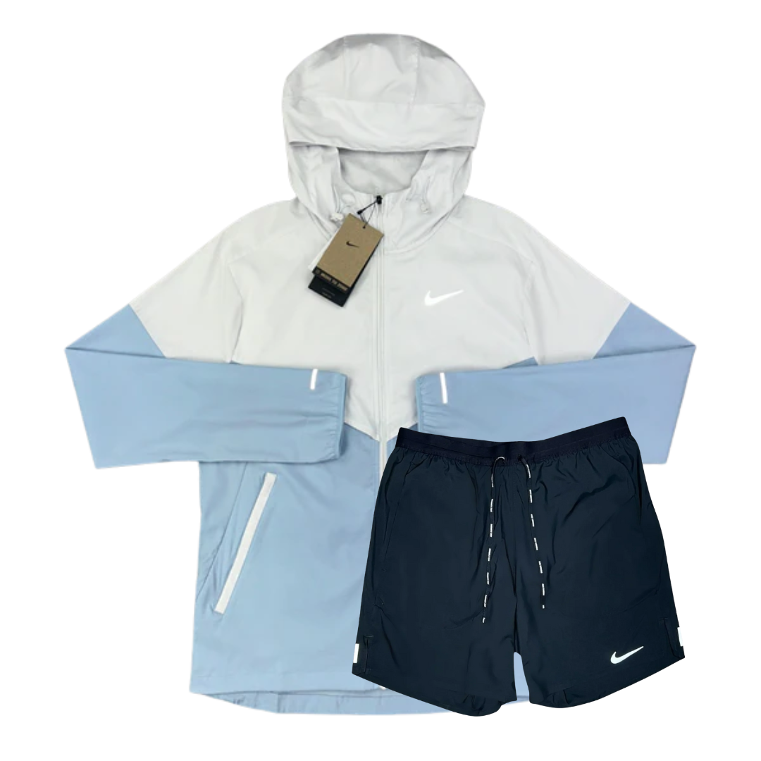 Nike Windrunner Jacket and Flex Stride Shorts Set - Light Armoury Blue/Black