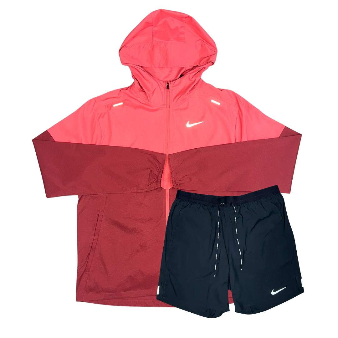 Nike Windrunner Jacket and Flex Stride Shorts Set - Adobe Red/Black