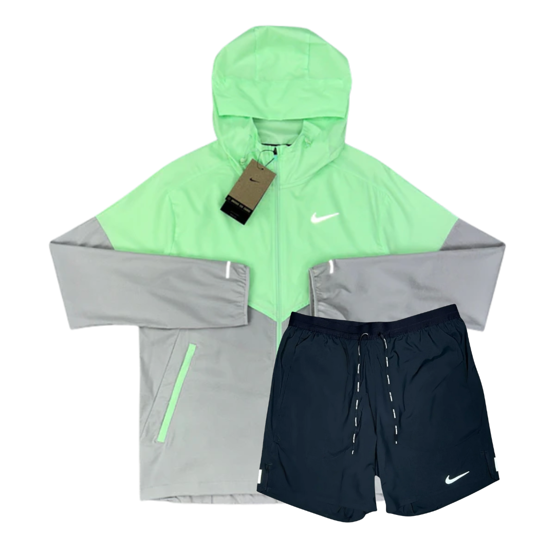 Nike Windrunner Jacket and Flex Stride Shorts Set - Vapour Green/Black