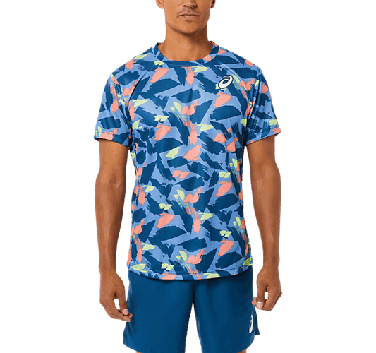 Asics Match Graphic SS T-Shirt - Blue/Orange/Yellow - Active Vault